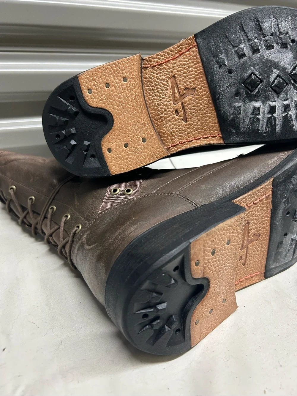 Men's Brown Lace-Up Leather Combat Boots